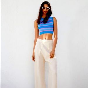 Zara cropped striped knit top.